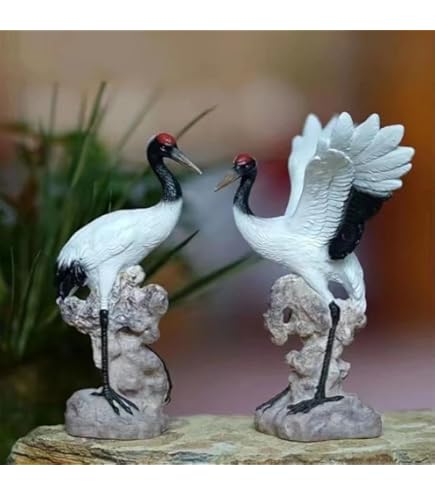 Amazon.co.jp: tonntyann ガーデンオーナメント 鶴 置物 2点セット