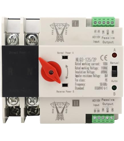 Amazon.co.jp: デュアル電源自動転送スイッチ、AC110V ATS転送切替