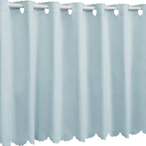 Grade 1 Blackout, Flame Resistant Cafe Curtain, W 31.5 x L 15.7 in (80 x 40 cm), Baby Blue, Solid - 1