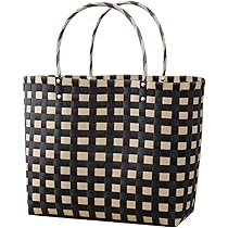 Amazon.co.jp: かごバッグ トート チェック柄 かご ストロー PP