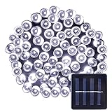 LE LEDストリングライト ソーラー 環境の光センサー 全長17m 100LED 白色 防水 パーティー 結婚式 クリスマス 庭