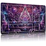 Malqiqi プレイマット MTG用 無料収納バッグ付き ゲームマット 24 x 14インチ カード用TCG ボードゲームマット マウスパッド デスクマット (ゾーン付き、マジックマット14)