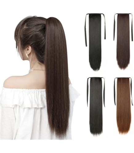 ダークブラウン ロングウィッグ 合成繊維 茶色 ダークブラウン ロングストレート ウィッグ かつら レディース