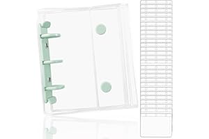 OKAWASI シール帳 透明 A8サイズ レフィル30枚付き シール バインダー シール手帳 女の子 はがせる シール収納(ライトグリーン)