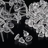 シークレット ピアス パーツ クリア 樹脂 20ペア40個 シリコンキャッチ付き 金属アレルギーフリー (5.8mm丸皿)