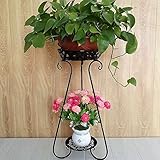 多階建ての鉄の錬鉄製の床のリビングルームバルコニースパイダープラントの花のポット緑とダブルの盆栽フラワースタンド ( Color : Black )