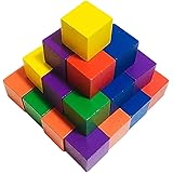 木製 ブロック 30個セット 玩具 積み木 図形 算数 立方体 おもちゃ (02 カラフル 3㎝×3㎝)