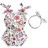 fubinベビーガールズコットンタッセルポンポンロンパースGirl 's Summer Clothes withヘッドバンド2個セット US サイズ: XS カラー: マルチカラー