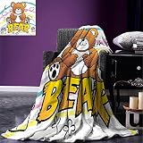 smallbeefly Nursery Throw Blanketカラフルフォレストwith Owls Trees Leafsきのこと花キュート図面スタイル暖かいマイクロファイバーベッドやソファのすべ