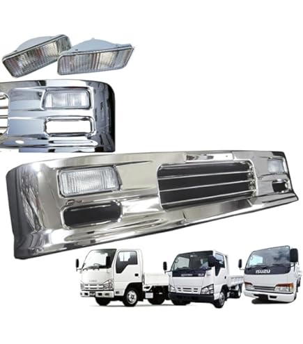 エルフ　トラック　クロームバンパー ライト付き 汎用 いすゞ エルフ メッキ フロント バンパー ISUZU 標準キャブ