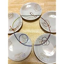 Amazon.co.jp: 小皿 取り皿 祝い皿 5枚セット 庫山窯 結 銘々皿 水引柄