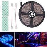 BIHRTC 12V DC Waterproof IP65 Blue LED Strip light SMD 5630 16.4ft(5M) 300 Leds 60leds/m Flexible Ta