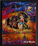 uhomate Wonder Woman Inspired Vincent van Gogh starry nightポスターホームキャンバス壁アート記念ギフトベビーギフト子供部屋装飾用リビングルーム