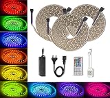 Quntis LED strips light, RGB High Density Dimmable 16.4FT 5M RGB SMD 5050 Color Changing 300LEDS Wit