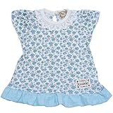 【本体綿100％】2017年 夏物 UZULAND ウズランド 小花プリント レース使い 半袖Ｔシャツ サックス◇90cm