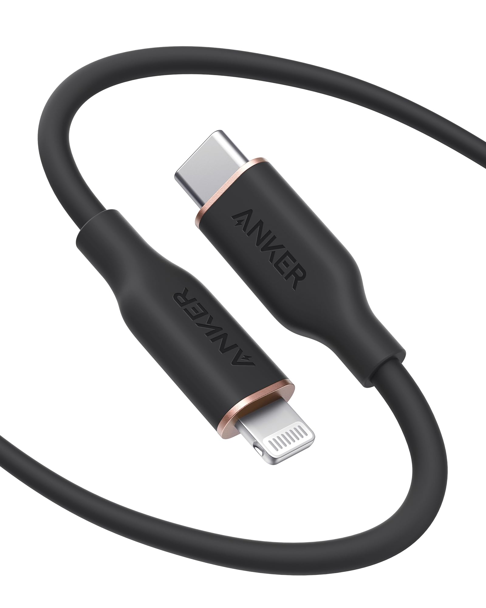 Anker PowerLine III Flow USB-C with Lightning Connector 6ft | MFi認証 Anker絡まないケーブル USB PD対応 シリコン素材採用 iPhone 18 / 17 / 16シリーズ