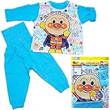【本体綿100％】2017年 夏物 アンパンマン ニット楊柳 腹巻付き 長袖パジャマ Anpanman サックス◇95cm