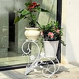 ヨーロッパの錬鉄製の花のスタンド多層のリビングルーム床の立てたバルコニー多肉植物大胆な厚いベアリング強い白、黒 (色 : B)