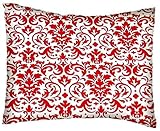 SheetWorld Crib / Toddler Percale Baby Pillow Case - Red Damask - Made In USA [並行輸入品]