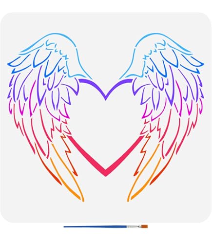 MAYJOYDIY 3-Pack Angel Wings Stencils - 11.7x8.3 Inch Reusable Painting Templates For Crafts & Walls