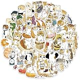 猫 ステッカー 50枚入り かわいいねこステッカーセット 水墨猫 シール 防水デカール キャット 可愛い おしゃれ アニメ 漫画 DIY ステッカー 子供 学生 スーツケース 車 バイク ヘルメット スケボー ギターなどに適用 シール (64枚入り)