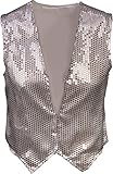 Forum Novelties Dazzled大人用スパンコールベストシルバーゴールド標準ハロウィンダンスコスチュームアクセサリー STD 42" 80812