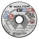 Walter ZIP One High Performance Cutoff Wheel, Round Hole, Aluminum Oxide, 5" Diameter, 1/32" Thick, 