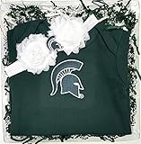 Michigan State Spartans Baby Onesie And Shabby弓ヘッドバンドギフトセット