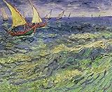 Van Gogh サントマリーの海景 Seascape At Saintes Maries キャンバス複製画 60X50cm 風景 絵画 完全に立体に複製 3D 印刷 美術品 部屋 壁掛け