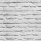 HaokHome 11501 Modern Faux Painted Brushed Brick Wallpaper White Grey Wall Paper Roll 3D Brick Stone