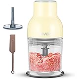 GVDV フードプロセッサー 泡立てプレート付きの最新改良版 刻む・潰す・泡立てる・砕く・練る・混ぜる 一台6役 フードチョッパー 離乳食 300Wハイパワー 4枚ブレード 水洗い可能 スパチュラ＆清掃ブラシ付き MC4425A