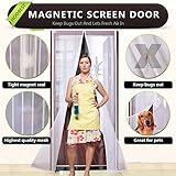 White Magnetic Screen Door,Heavy Duty Mesh Screen & Full Frame Velcro-Keep Bugs out,Let Fresh Air In