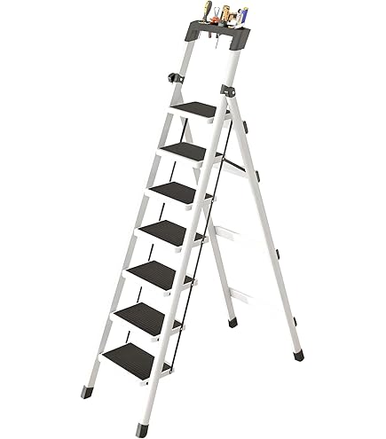 Amazon.co.jp: ZenVision 脚立 梯子 7段 踏み台 工具置き付き