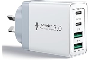 Aioneus 40W USB C Fast Charger, 4-Port USB Wall Charger Plug with Dual PD USB-C Port and QC3.0 USB-A Fast Charging Port Multi USB Power Adapter AU Plug Compatible with iPhone 16/15/14/13,iPad,Samsung