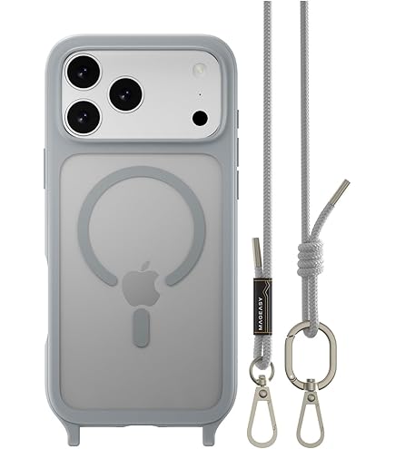 iPhone 17 Pro 対応 ケース ショルダー ストラップ 付き　シルバー MAGEASY iPhone 17 Pro ケース MagSafe 対応 ショルダー
