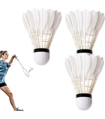 Amazon | バドミントン シャトル3個、アヒルの羽バドミントン