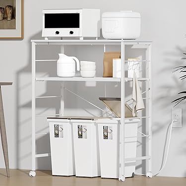 外箱傷の為格安⭐️新品 キッチンラック 調整可能 おしゃれ コンセント付き 黒 外箱傷の為格安⭐️新品 キッチンラック 調整可能 おしゃれ