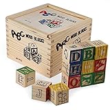 JHD 48個ヴィンテージアルファベット木製ブロックキッズ教育建物木製玩具ギフト