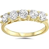 P3 POMPEII3 1 1/4ct Diamond Wedding 14k Yellow Gold Anniversary Ring 5-Stone High Polished