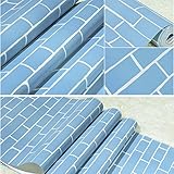 Cheerhuzzレンガ かんたん貼付シールタイプ 53cm×10m リフォーム ウォールステッカー 防水 アンティーク青wp18-bl