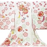 【お宮参り着物】【白地系 毬に疋田梅と桜柄】女の子 正絹 友禅 刺繍【風呂敷プレゼント/ギフト対応】