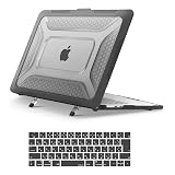 MOSISO 対応機種 MacBook Pro 13インチ ケース A2338 M2 M1 A2251 A2289 A2159 A1989 A1708 A1706 2025-2016、保護ケース ハニカムな柄 耐衝撃 TPU バンパードット 折りたたみ式スタンド ハードシェルカバー & (日本語 JIS配列)キーボードカバー付き(ブラック)
