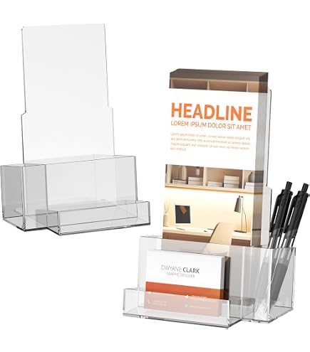 Trifold Brochure Organizer Feyarl Gold Glass Brochure Holder - 4 Trifold Display Stand With Business Card Holder Porte Carte D'affaire