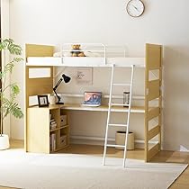 システムベッドデスク　長机タイプ デスク付き ロフトベッド システムベッド シングル ハイタイプ