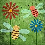 Green Leaf Art Bees on Green Canvas Art [並行輸入品]