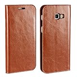 Golikef Samsung Galaxy A5 2017 A520 ケース カバー バンパー 手帳型 高級 本革 レザー 色鮮やか レトロ な book case 型 柔らかいシリコンTPUラバー