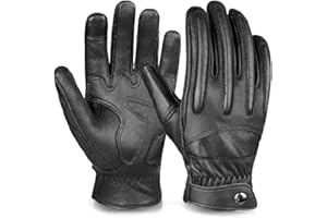 【Amazon Exclusive Brand】 OZERO (Ozero) Motorcycle Gloves, For Spring, Autumn, Summer, Smartphone Compatible, Leather Gloves (Goat Leather), For Motorbike, Airsoft, Breathable, Non-slip, Men's and