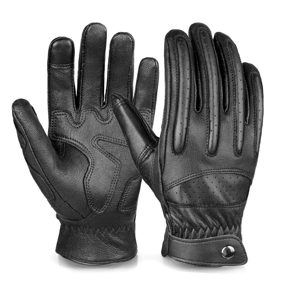 【Amazon Exclusive Brand】 OZERO (Ozero) Motorcycle Gloves, For Spring, Autumn, Summer, Smartphone Compatible, Leather Gloves (Goat Leather), For Motorbike, Airsoft, Breathable, Non-slip, Men's and - 1