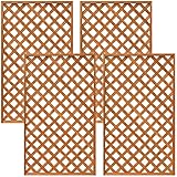 天然木製 格子ラティス 90cm×150cm×35mm 4枚セット ライトブラウン WLL-9015