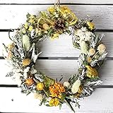 春色リース ミディアム（ドライフラワー）／お花の壁飾り フラワーギフト イエロー系（黄色）